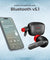 pTron Basspods P81 in-Ear Wireless Earbuds, Pristine Sound, 32Hrs Playtime, Clear Calls TWS Earbuds, Bluetooth V5.1 Headphone, Type-C Fast Charging, Voice Assist & IPX4 Water Resistant (Black & Red)