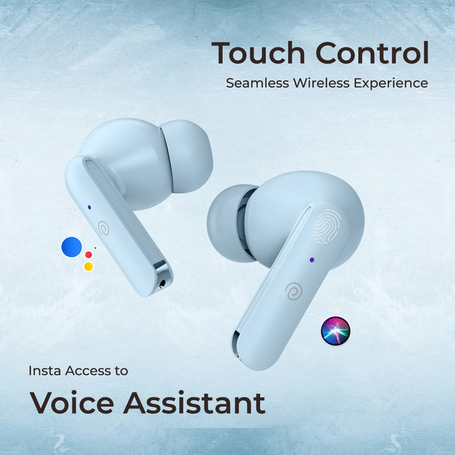 pTron Basspods P81 in-Ear Wireless Earbuds, Pristine Sound, 32Hrs Playtime, Clear Calls TWS Earbuds, Bluetooth V5.1 Headphone, Type-C Fast Charging, Voice Assist & IPX4 Water Resistant (Powder Blue)