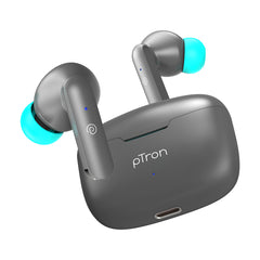 pTron Basspods P81 in-Ear Wireless Earbuds, Pristine Sound, 32Hrs Playtime, Clear Calls TWS Earbuds, Bluetooth V5.1 Headphone, Type-C Fast Charging, Voice Assist & IPX4 Water Resistant (Grey)