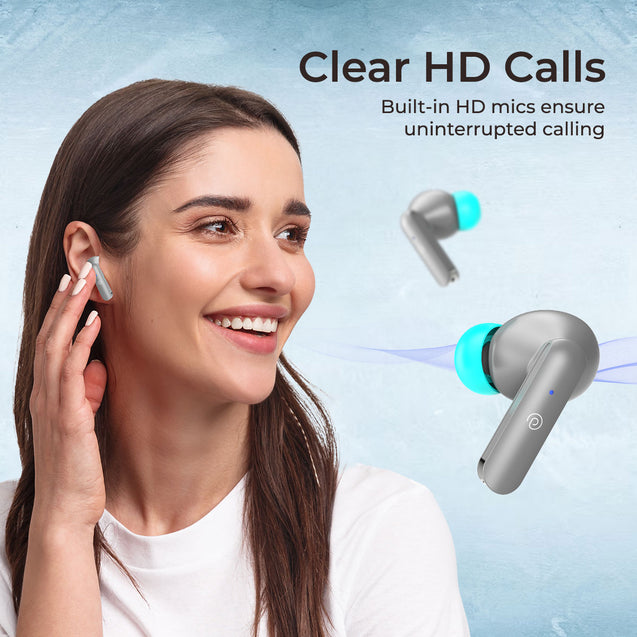 pTron Basspods P81 in-Ear Wireless Earbuds, Pristine Sound, 32Hrs Playtime, Clear Calls TWS Earbuds, Bluetooth V5.1 Headphone, Type-C Fast Charging, Voice Assist & IPX4 Water Resistant (Grey)