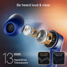 pTron Bassbuds Spark in-Ear TWS Earbuds with Stereo Sound, 40Hrs Playtime, Stereo Calls, Bluetooth V5.3 Headphones with Quick Pairing, Touch Control, Voice Assistant, Type C Charging & IPX5 (Blue)