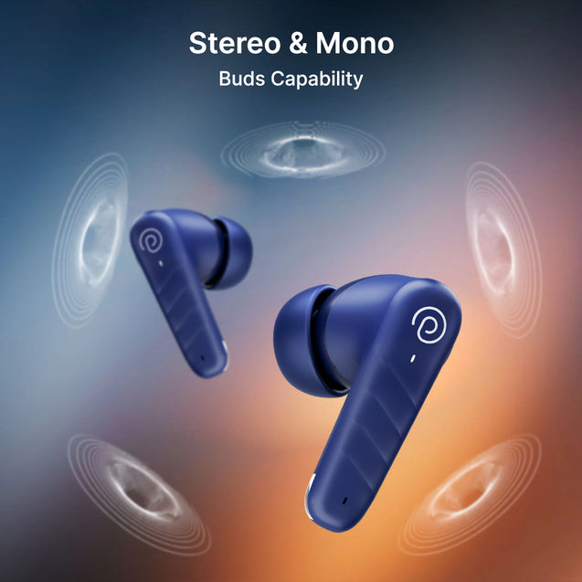 pTron Bassbuds Spark in-Ear TWS Earbuds with Stereo Sound, 40Hrs Playtime, Stereo Calls, Bluetooth V5.3 Headphones with Quick Pairing, Touch Control, Voice Assistant, Type C Charging & IPX5 (Blue)
