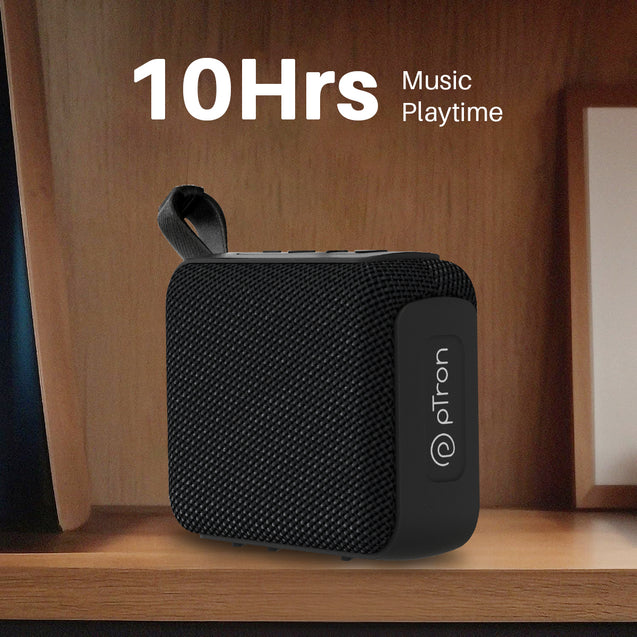 pTron Funk Wow 6W Ultra Portable Bluetooth Speaker with Pristine Sound, IPX5 Water-Resistance, 10hrs Playtime, Multi-Playback Modes, True Wireless Feature, Lightweight & Type C Charging (Black)