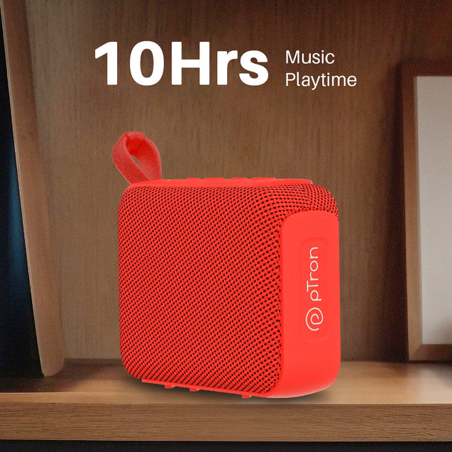 pTron Funk Wow 6W Ultra Portable Bluetooth Speaker with Pristine Sound, IPX5 Water-Resistance, 10hrs Playtime, Multi-Playback Modes, True Wireless Feature, Lightweight & Type C Charging (Red)