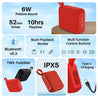 pTron Funk Wow 6W Ultra Portable Bluetooth Speaker with Pristine Sound, IPX5 Water-Resistance, 10hrs Playtime, Multi-Playback Modes, True Wireless Feature, Lightweight & Type C Charging (Red)