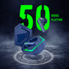 pTron Bassbuds Rogue W/ 40Ms Low-Latency Gaming, Clear Calls, 50Hrs Playtime, Pristine Sound, V5.3 Bluetooth in Ear Headphones, Snug-Fit, RGB Lights, Touch Control, Voice Assist, IPX5 Water Resistant (Blue)