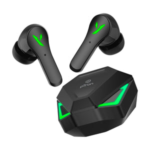pTron Bassbuds Rogue W/ 40Ms Low-Latency Gaming, Clear Calls, 50Hrs Playtime, Pristine Sound, V5.3 Bluetooth in Ear Headphones, Snug-Fit, RGB Lights, Touch Control, Voice Assist, IPX5 Water Resistant (Black)