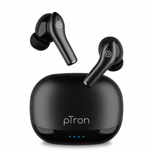 pTron Basspods Encore 4 Mic ENC TWS Earbuds with 50H Playtime, Immersive Sound, in-Ear Bluetooth 5.3 Headphones, Type-C Fast Charging, Voice Assist, Touch Controls & IPX4 Water Resistant (Coal Black)