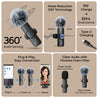 pTron KWM-1 Omnidirectional Type C Wireless Microphone w/DSP Noise Cancellation, Plug & Play, 25m Wireless Range, Lapel Wireless Collar Mic for Video Recording, Supports Type C Android, iPhone (Black)