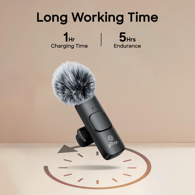 pTron KWM-1 Omnidirectional Type C Wireless Microphone w/DSP Noise Cancellation, Plug & Play, 25m Wireless Range, Lapel Wireless Collar Mic for Video Recording, Supports Type C Android, iPhone (Black)
