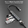 pTron Nexo 4 in 1 Type-C USB, Type C Multiport Adapter with 1 x USB 3.0 & 3 x USB 2.0 Ports, 5 Gbps High Speed Data Transfer for Laptop, MacBook, PC, Portable Design with Metal Case (Black)
