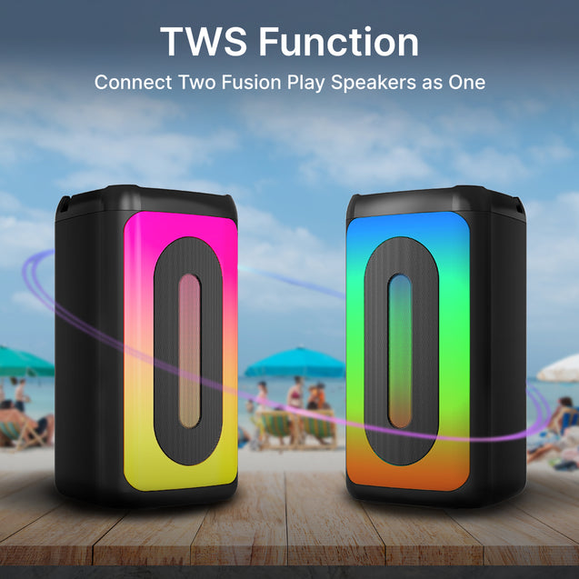 pTron Fusion Play 34W Bluetooth Party Speaker w/Pristine Sound, Rhythmic RGB Lights, 7 Hrs Playtime, BT5.3/Aux/TF Card/USB Playback Modes, Type-C Charging, Portable Design (Black)