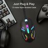 pTron Flick M12 Wired USB Mouse with 4 Buttons, 1600 DPI Optical Sensor, Precision Tracking, RGB Lights, 4 Adjustable DPI, Plug & Play Use, Ergonomic Design, for Windows OS (Black)