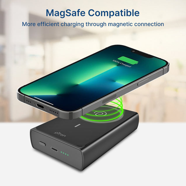 pTron Dynamo Fuel 20000mAh 15W Magnetic Wireless Power Bank w/ 20W Fast Type-C/PD Charging, USB Type-C Input/Output, Compatible with iPhone 12 & Above, Android & Other Qi Enabled Devices (Black)