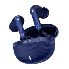 pTron Bassbuds Fury in-Ear TWS Earbuds with 13mm Drivers, 50Hrs Playtime, AI-ENC Clear Calls, Bluetooth V5.4 Wireless Headphones, Voice Assistant, Type C Charging &amp; IPX5 Water Resistant (Blue)