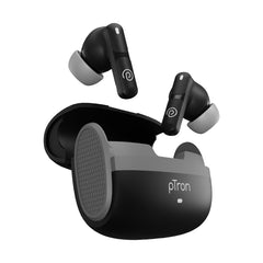 pTron Bassbuds Blaze in-Ear TWS Earbuds w/ 13mm Drivers, 50Hrs Playtime, AI-ENC Clear Calls, Bluetooth V5.4 Wireless Headphones, Touch Control, Voice Assistant, Type C Charging & IPX5 (Black & Grey)