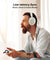 pTron Studio Evo 70hrs Playtime Wireless Over Ear Headphones with HD Mic, Low-Latency Game/Movie/Music Modes, Punchy Bass, BT5.3, Dual Device Pairing, Voice Assistant & Type-C Fast Charging (Beige)