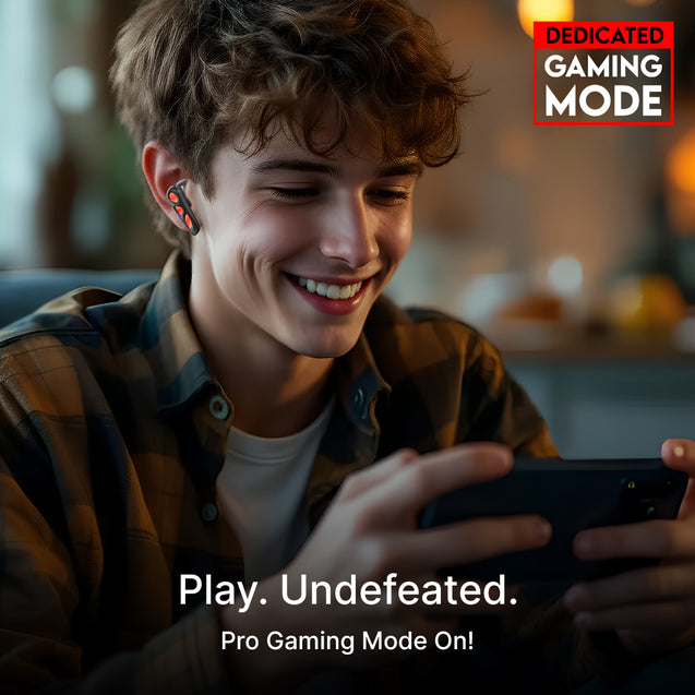 pTron Zenbuds Nova w/ 40ms Low-Latency Gaming, 55Hrs Playtime, Dual Mic & AI-ENC Calls, App Support, Pristine Sound, V5.4 Bluetooth Headphones, RGB Lights, Voice Assist, IPX5 Water Resistant (Black)