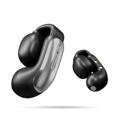 pTron Bassbuds Vortex Clips Wireless Open Ear Earbuds w/Chrome Finish, SafeBeats Tech, 50Hrs Playtime, Dual HD Mic w/AI-ENC, 10mm Driver, Pristine Sound, BTv5.4, Extra Ear-Clips, IPX5, Type-C Charging (Black)