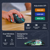 pTron Flick M2 Wireless Gaming Mouse w/RGB Lights, Precision Tracking, Dual Wireless Modes-BT & 2.4GHz, 6 Buttons, Thumb Support, Rechargeable, Ergonomic Design for Laptop, Smartphone, Tablet (Black)