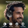 pTron Studio Urban 35dB Active Noise Cancellation Bluetooth Wireless Over Ear Headphones with Mic, 72Hrs Playtime, 40mm Bass Drivers, TruTalk AI-ENC Calls, 40ms Low Latency Gaming, Foldable Cups (Black)