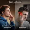 pTron Tangent Max Bone Conduction Headphones w/Mic, 15hrs Playtime, IPX5 Water Resistant, Bluetooth V5.4 Open Ear Headphones, Lightweight & Comfortable, Touch Controls & Type C Charging (Black)