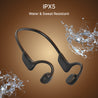 pTron Tangent Max Bone Conduction Headphones w/Mic, 15hrs Playtime, IPX5 Water Resistant, Bluetooth V5.4 Open Ear Headphones, Lightweight & Comfortable, Touch Controls & Type C Charging (Black)