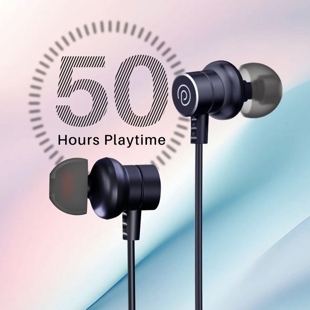 pTron Tangent Buzz w/ 50Hrs Playtime, Pristine Sound, Dual-Device Pairing, Bluetooth 5.4 Wireless in-Ear Earphones with Mic, Hall Switch Function, Voice Assistant, Type-C Fast Charging & IPX5 (Blue)