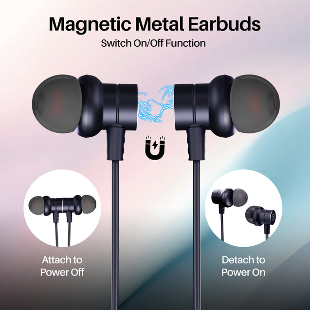 pTron Tangent Buzz w/ 50Hrs Playtime, Pristine Sound, Dual-Device Pairing, Bluetooth 5.4 Wireless in-Ear Earphones with Mic, Hall Switch Function, Voice Assistant, Type-C Fast Charging & IPX5 (Blue)
