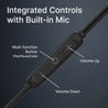 pTron Boom Play X3 In-Ear Type C Wired Headphones with Mic, 10mm Drivers for Pristine Sound, In-line Controls, 90 Degree USB-C Connector, 1.2m Tangle-Free Cable, Metal Buds & Wide Compatibility (Black)