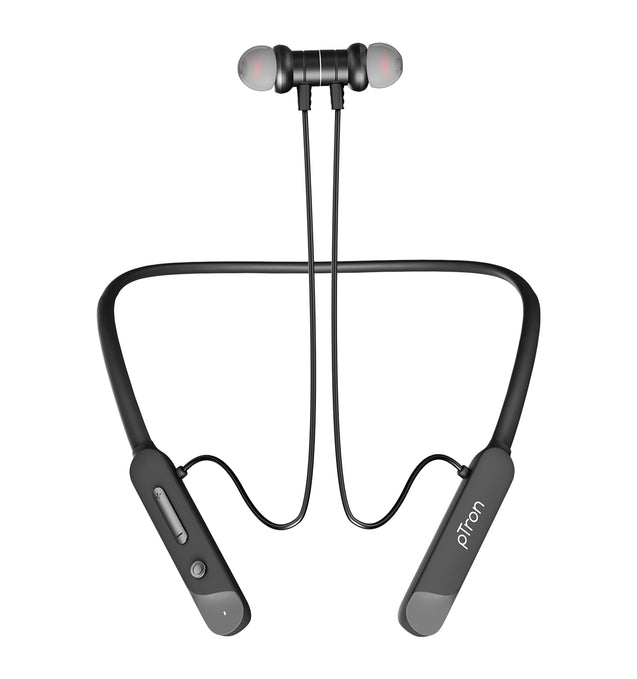 pTron Tangent Buzz w/ 50Hrs Playtime, Pristine Sound, Dual-Device Pairing, Bluetooth 5.4 Wireless in-Ear Earphones with Mic, Hall Switch Function, Voice Assistant, Type-C Fast Charging & IPX5 (Black)