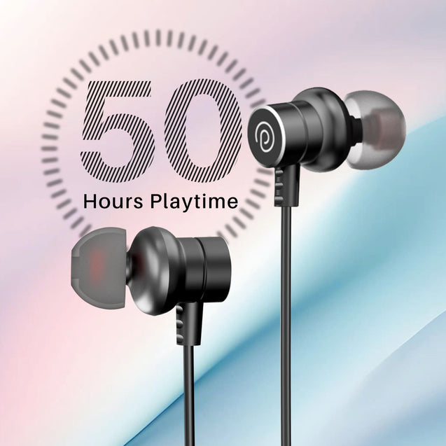 pTron Tangent Buzz w/ 50Hrs Playtime, Pristine Sound, Dual-Device Pairing, Bluetooth 5.4 Wireless in-Ear Earphones with Mic, Hall Switch Function, Voice Assistant, Type-C Fast Charging & IPX5 (Black)