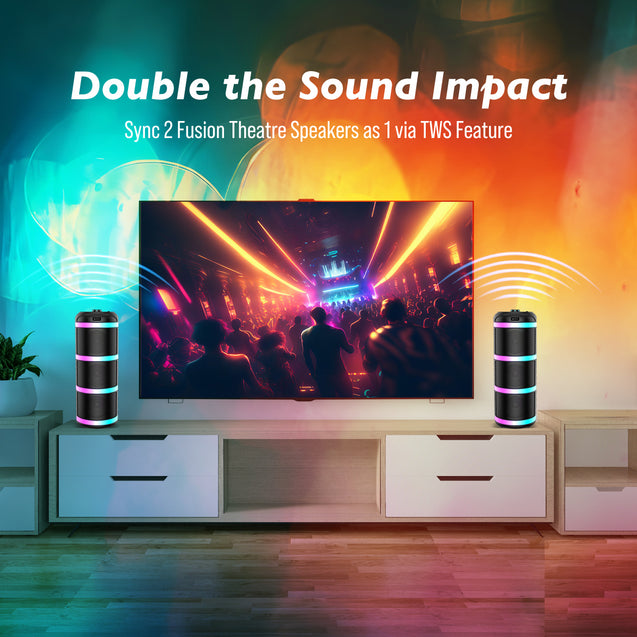 pTron Fusion Theatre 60W Karaoke Bluetooth Party Speaker w/Punchy Stereo Sound, Rhythmic RGB Lights, 3m Wired Mic, 6Hrs Playtime, 5 Equalisers, BT/USB/SD Card Playback & Type-C Charging (Raven Black)