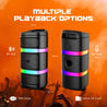 pTron Fusion Quad 40W Bluetooth Karaoke Party Speaker w/ 3m Wired Mic, Vibrant RGB Lights, 6Hrs Playtime, Mic Volume Control, 5-Equalizer Settings, BT/USB/SD Playback & Type-C Charging (Raven Black)