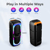 pTron Fusion Beats 40W Karaoke Bluetooth Party Speaker w/Punchy Stereo Sound, 6hrs Playtime, Rhythmic RGB Lights, 3m Wired Mic, Bluetooth V5.1/USB/SD Card Playback Modes & Type-C Charging (Raven Black)
