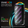 pTron Fusion Bold 100W Karaoke Bluetooth Party Speaker w/Immersive Stereo Sound, Vibrant RGB Lights, 3m Wired Mic, Playback via BT/USB/SD Card/Aux, Mini Remote Control & Type-C Charging (Raven Black)