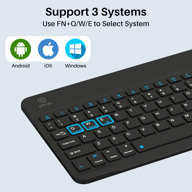 pTron Keyvo KW4 Wireless Keyboard & Mouse Combo Set, Ultra-Slim Keyboard w/ 78 Keys, Multimedia Keys, BT Mouse w/ 1600 DPI Precision Optical Sensor, Compatible with Tablets/Smartphones/PC (Black)