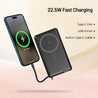 pTron Dynamo Dash Magnetic Wireless 10000mAh Fast Charging Slim Power Bank, Strong Magnet, 22.5W Output, Compatible w/iPhone 12/13/14/15/16, Android & Other Qi Enabled Devices, Type-C Input (Black)