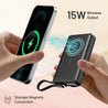 pTron Dynamo Dash Magnetic Wireless 10000mAh Fast Charging Slim Power Bank, Strong Magnet, 22.5W Output, Compatible w/iPhone 12/13/14/15/16, Android & Other Qi Enabled Devices, Type-C Input (Black)