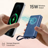pTron Dynamo Dash Magnetic Wireless 10000mAh Fast Charging Slim Power Bank, Strong Magnet, 22.5W Output, Compatible w/iPhone 12/13/14/15/16, Android & Other Qi Enabled Devices, Type-C Input (Blue)