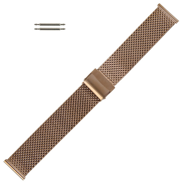 pTron Mesh Metal 20mm Replacement Band Strap with Metal Buckle Compatible with Fire-Boltt, Boat, Noise, Amazfit, Stainless Steel Material, Quick-Release Pins, Adjustable Length (Rose Gold)
