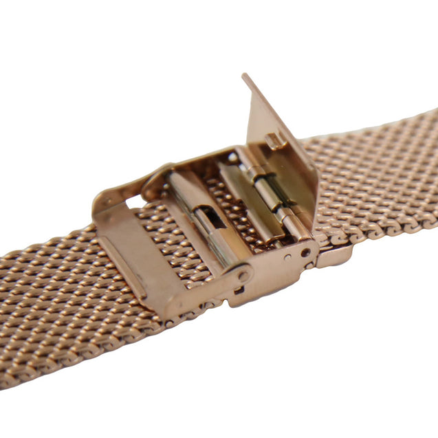 pTron Mesh Metal 20mm Replacement Band Strap with Metal Buckle Compatible with Fire-Boltt, Boat, Noise, Amazfit, Stainless Steel Material, Quick-Release Pins, Adjustable Length (Rose Gold)
