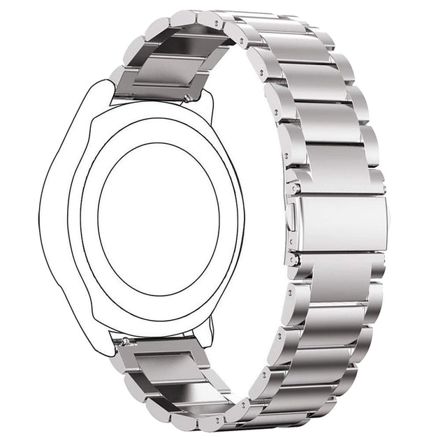 pTron 22mm Metal Chain Replacement Band Strap with Metal Buckle Compatible with Fire-Boltt, Boat, Noise, Amazfit, Stainless Steel Material, Quick-Release Pins, Adjustable Length (Silver)