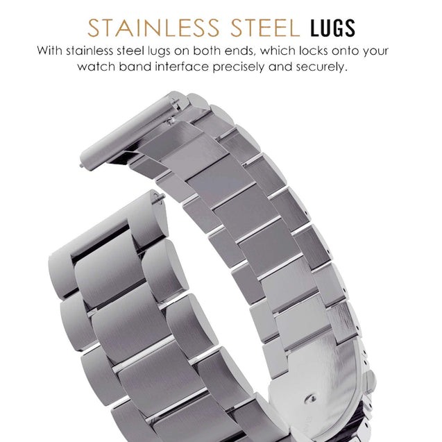 pTron 22mm Metal Chain Replacement Band Strap with Metal Buckle Compatible with Fire-Boltt, Boat, Noise, Amazfit, Stainless Steel Material, Quick-Release Pins, Adjustable Length (Silver)