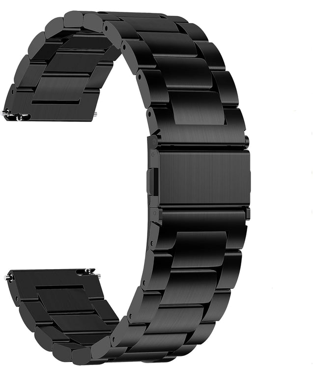 pTron 22mm Metal Chain Replacement Band Strap with Metal Buckle Compatible with Fire-Boltt, Boat, Noise, Amazfit, Stainless Steel Material, Quick-Release Pins, Adjustable Length (Black)