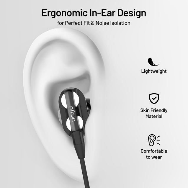 pTron Boom Play X4 Dual Driver in-Ear Type C Wired Earphones with in-line HD Mic, Music Call Control, Ergo-fit, 1.2m Tangle-Free Cable, Wide Compatibility (Black)