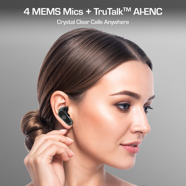 pTron Bassbuds Zen TWS Earbuds w/ 35dB ANC, Quad MEMS Mic, ENC Calls, 55Hrs Playtime, Custom EQ, App Support, BT6.0, Dual-Device Pairing, 40ms Low-Latency, IPX5, 13mm Driver (Black)