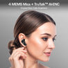 pTron Bassbuds Zen TWS Earbuds w/ 35dB ANC, Quad MEMS Mic, ENC Calls, 55Hrs Playtime, Custom EQ, App Support, BT6.0, Dual-Device Pairing, 40ms Low-Latency, IPX5, 13mm Driver (Black)