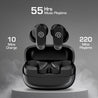 pTron Bassbuds Zen TWS Earbuds w/ 35dB ANC, Quad MEMS Mic, ENC Calls, 55Hrs Playtime, Custom EQ, App Support, BT6.0, Dual-Device Pairing, 40ms Low-Latency, IPX5, 13mm Driver (Black)