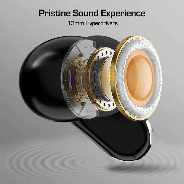 pTron Bassbuds Zen TWS Earbuds w/ 35dB ANC, Quad MEMS Mic, ENC Calls, 55Hrs Playtime, Custom EQ, App Support, BT6.0, Dual-Device Pairing, 40ms Low-Latency, IPX5, 13mm Driver (Black)